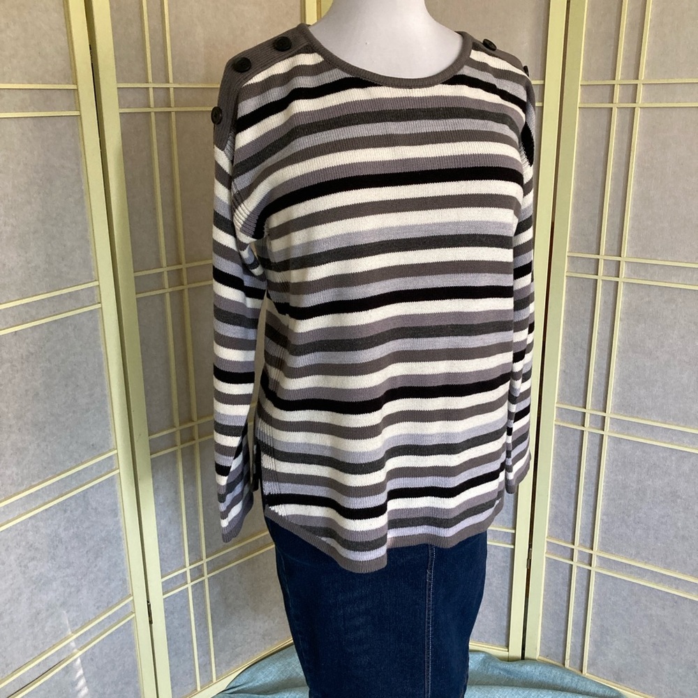 Striped Sweater with Button Detail